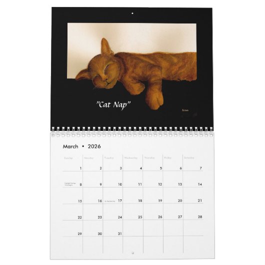 Kalender voor Waterverf van dieren (Mar 2026)