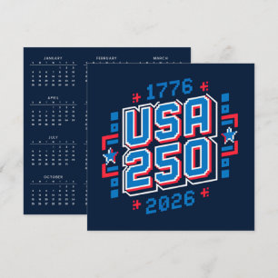 Kalender VS 250 – 1776 tot 2026 Pixel Art Feestdagenkaart