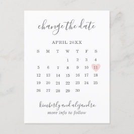 Kalender Wijzig de Datum Roze Hart Schattig Aankondigingskaart