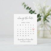 Kalender Wijzig de Datum Roze Hart Schattig Aankondigingskaart (Staand voorkant)