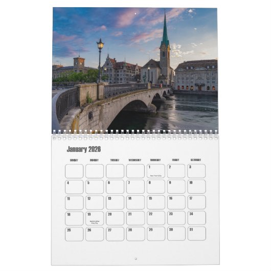 Kalender Zürich-Zwitserland (Jan 2026)