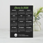 Kalender Zwart Groen Zakelijk Logo Vakantie Kaart (Staand voorkant)