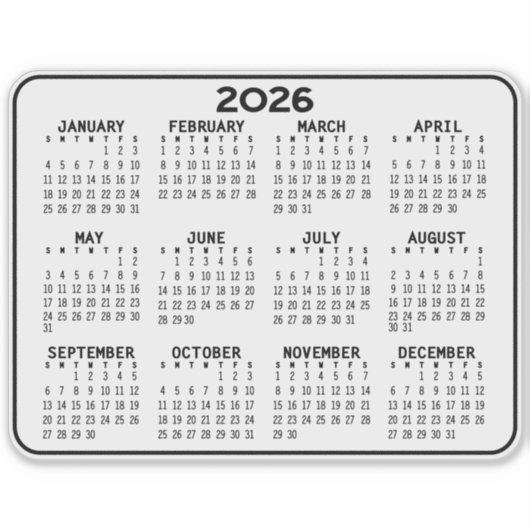 Kalender - zwart-wit minikalender sticker (Voorkant)