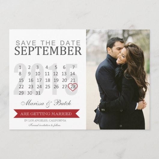 Kalenderaankondigingen Datum Bewaren | Trouwen Save The Date (Voorkant)