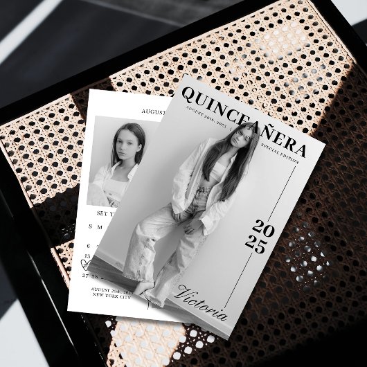 Kalenderblad quinceañera bewaar de datum kaart