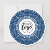 Kalendercirkel - Blue White Business Logo Feestdagenkaart (Voorkant)