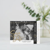 Kalenderfoto bruiloft Sla de datum op Briefkaart (Staand voorkant)