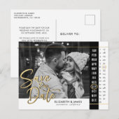 Kalenderfoto bruiloft Sla de datum op Briefkaart (Voorkant / Achterkant)