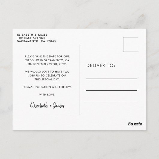 Kalenderfoto bruiloft Sla de datum op Briefkaart (Achterkant)