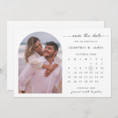 Kalenderfoto Save the Date uitnodiging in boogvorm (Voorkant / Achterkant)