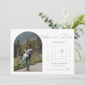 Kalenderfoto Save the Date-uitnodiging in boogvorm Kaart (Staand voorkant)