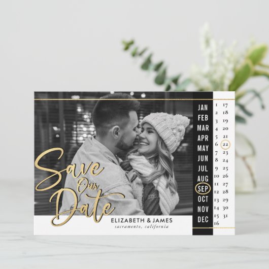 Kalenderfotoweddenschap Save The Date (Staand voorkant)