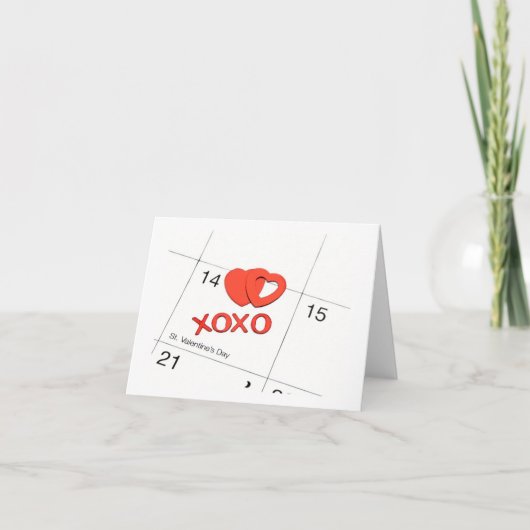 Kalenderhart Sint-Valentijnsdag Kaart (Voorkant)