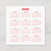 Kalenderjaar van het Paard 2026 Vierkante Visitekaartje (Achterkant)