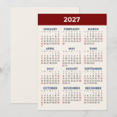 Kalenderkaart 2027 volledige jaarkijk aangepaste k programmakaart (Voorkant / Achterkant)