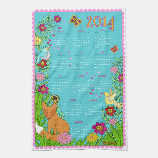 Kalenderkeuken 2014 - Fox in de tuin Theedoek (Verticaal)