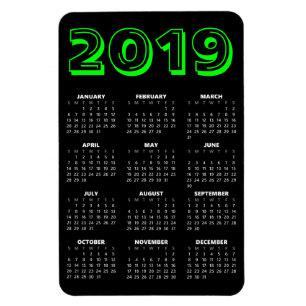 Kalendermagneet 2019 - zwart en groen magneet
