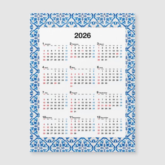 Kalenderontwerp 2026 – Uniek Jaarlijks Azulejo (Voorkant)