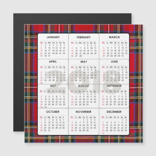 Kalenderplein 2018 Magnetisch Tartan (Voorkant / Achterkant)