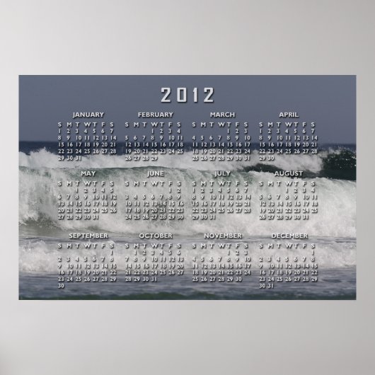 Kalenderposter met oceaan golven poster (Voorkant)