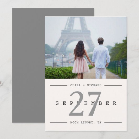 Kalenderstijl Big Date Photo Save the Date Kaart (Voorkant / Achterkant)