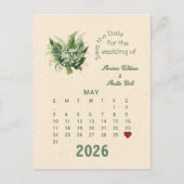 Kalenderstijl bruiloft Bewaar de datum mei Aankondigingskaart (Voorkant)