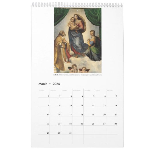 Kalenderstukken van kunst kalender (Mar 2026)