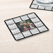 Kalendervierkant met foto in het midden kartonnen onderzetters (Schuin)