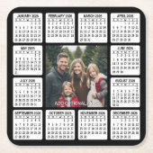 Kalendervierkant met foto in het midden kartonnen onderzetters (Voorkant)