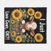 Kalf gluren over hek omringd door zonnebloemen fleece deken (Voorkant (Horizontaal))
