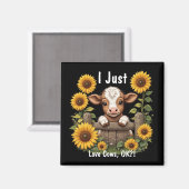 Kalf gluren over hek omringd door zonnebloemen magneet (Voorkant / Achterkant)