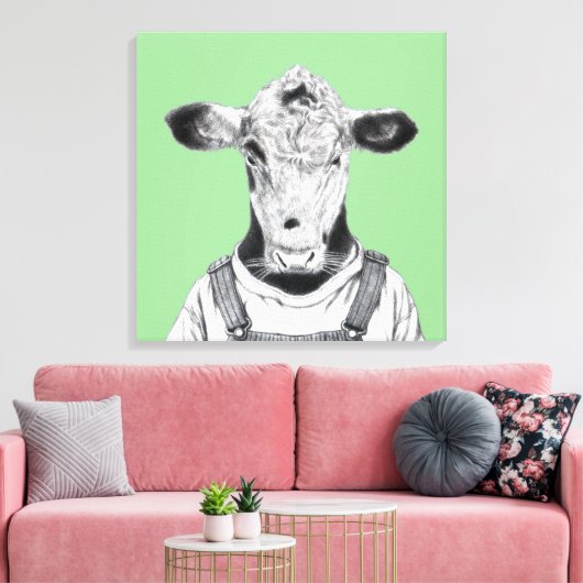 Kalf in Dungaree (Moegi) Canvas Afdruk (Insitu (Woonkamer))