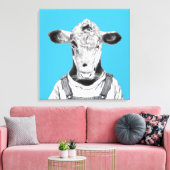 Kalf in Dungaree (Old-School Blue) Canvas Afdruk (Insitu (Woonkamer))