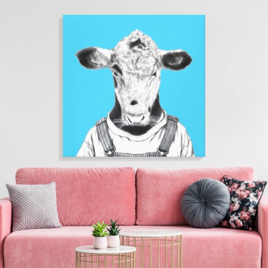 Kalf in Dungaree (Old-School Blue) Canvas Afdruk (Insitu (Woonkamer))