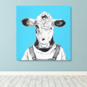 Kalf in Dungaree (Old-School Blue) Canvas Afdruk (Insitu (Houten vloer))