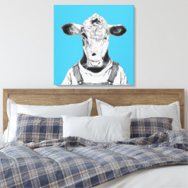 Kalf in Dungaree (Old-School Blue) Canvas Afdruk