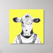 Kalf in Dungaree (Retro Yellow) Canvas Afdruk (Voorkant)