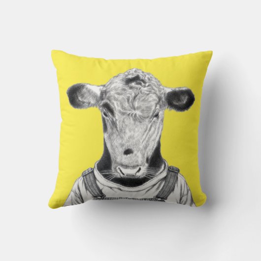 Kalf in Dungaree (Retro Yellow) Kussen (Achterkant)