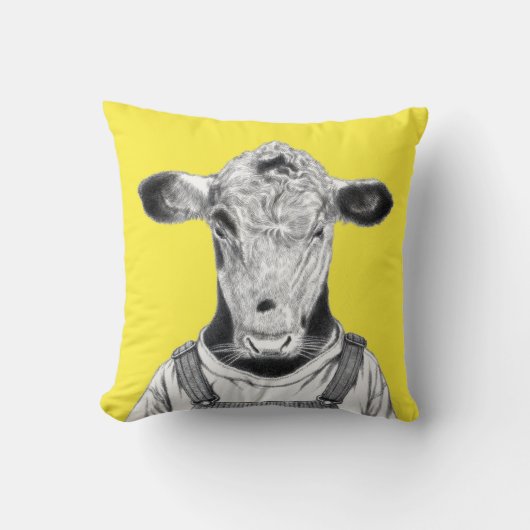 Kalf in Dungaree (Retro Yellow) Kussen (Voorkant)
