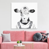 Kalf in Dungaree (Sneeuw) Canvas Afdruk (Insitu (Woonkamer))