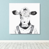 Kalf in Dungaree (Sneeuw) Canvas Afdruk (Insitu (Houten vloer))