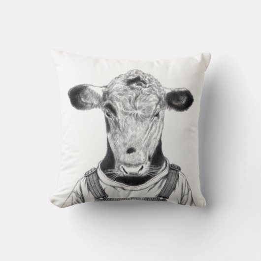 Kalf in Dungaree (Sneeuw) Kussen (Voorkant)