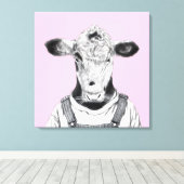 Kalf in Dungaree (Ume) Canvas Afdruk (Insitu (Houten vloer))