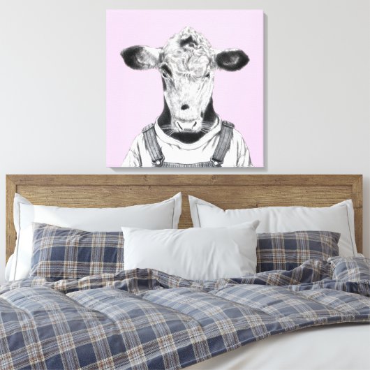 Kalf in Dungaree (Ume) Canvas Afdruk (Insitu (Slaapkamer))