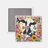 Kalf in een levendige bloementuin en Butterfly Won Magneet (Voorkant / Achterkant)