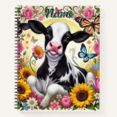 Kalf in een levendige bloementuin en Butterfly Won Notitieboek (Voorkant)