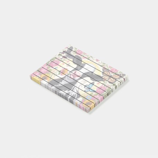 Kalf in een levendige bloementuin en Butterfly Won Post-it® Notes (Schuin)