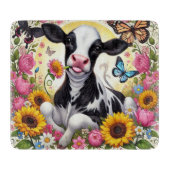 Kalf in een levendige bloementuin en Butterfly Won Snijplank (Voorkant)