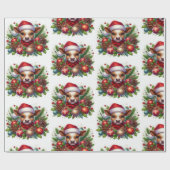 Kalf in Santa Hat Omgeven door Kerstversiering Cadeaupapier (Vlak)