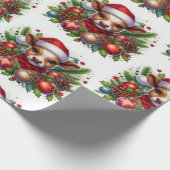 Kalf in Santa Hat Omgeven door Kerstversiering Cadeaupapier (Hoek)